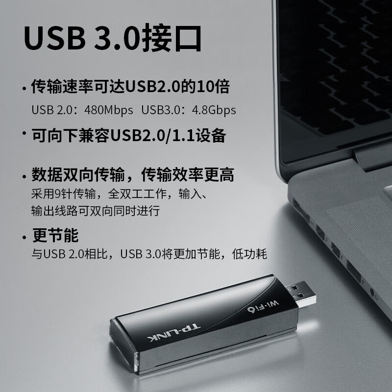 TP-LINK普联 WiFi6千兆usb无线网卡台式机专用AX3000 wifi接收器双频5G电脑笔记本wifi发射 XDN9000免驱版