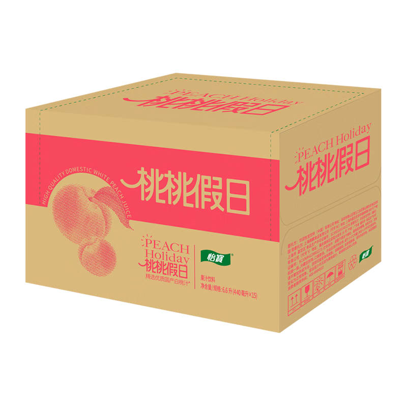 怡宝假日桃桃 夏日解暑果汁 美味甜润 440ml*15瓶*10箱