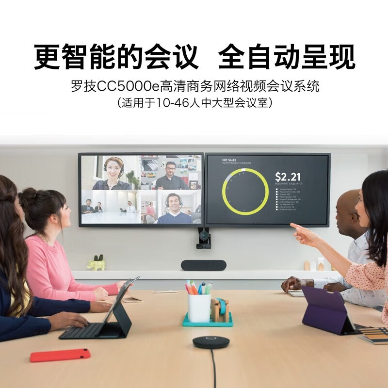 罗技（Logitech）商务高清视频会议摄像头 4K USB免驱 15倍无损变焦 智能取景(含全向麦克风+扬声