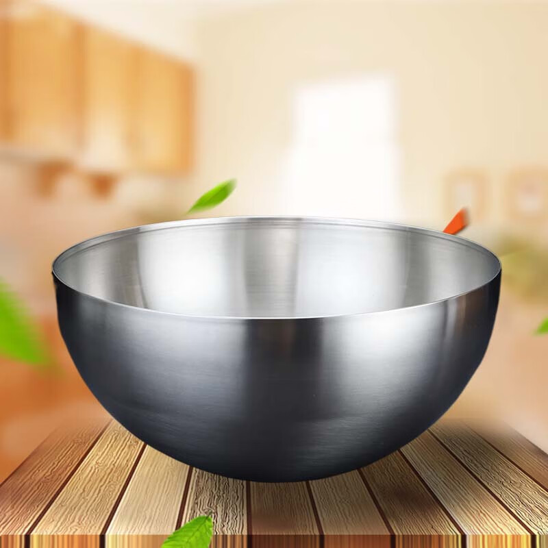 别颖不锈钢韩式沙拉碗冷面碗拌饭汤碗泡面碗28cm单层沙拉碗银色10个装