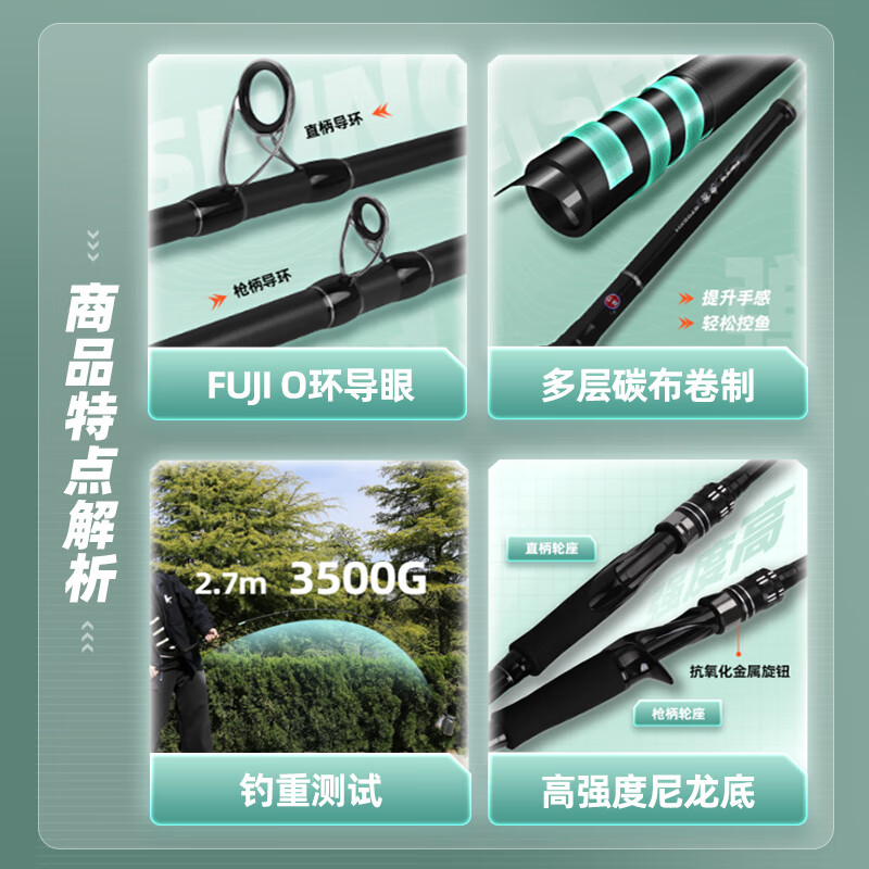 光威光威夕雾路亚竿XH调雷强枪柄直柄竿超硬调暴力打黑竿路亚杆