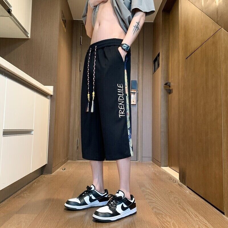 佐菲利美式短裤男夏季薄款2025新款潮牌设计感宽松大码运动休闲七分裤子