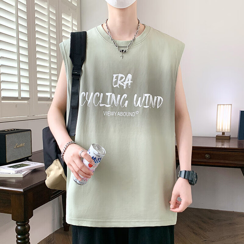佐菲利美式渐变色运动背心男款夏季2025潮牌字母印花青少年百搭无袖坎肩