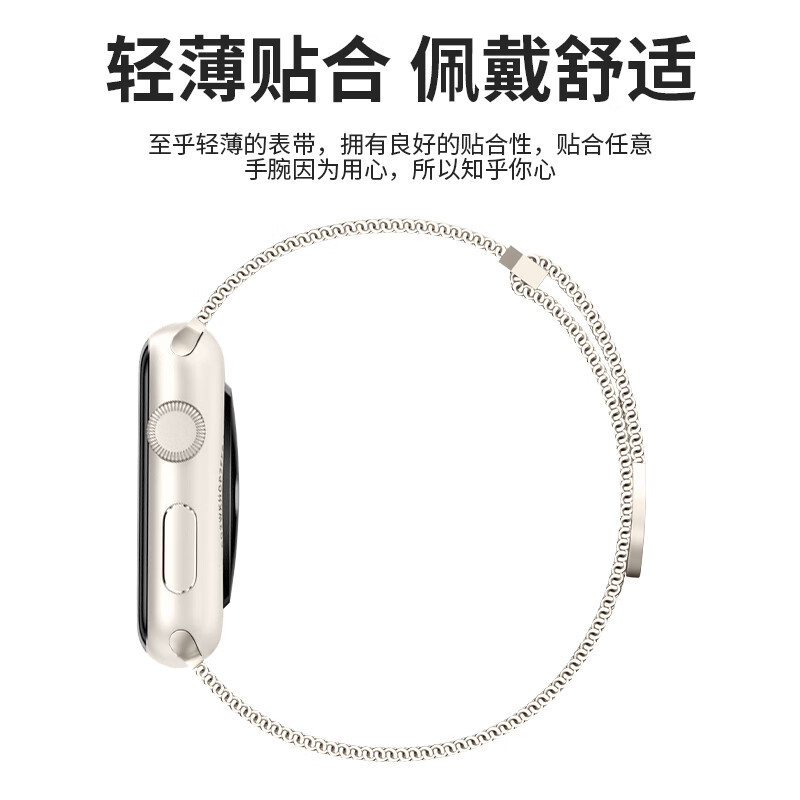 watchbond适用苹果手表iWatch s10表带s9/8/7/SE/Ultra2米兰尼斯双磁吸表带金属不锈钢45/46/49mm夏季腕带