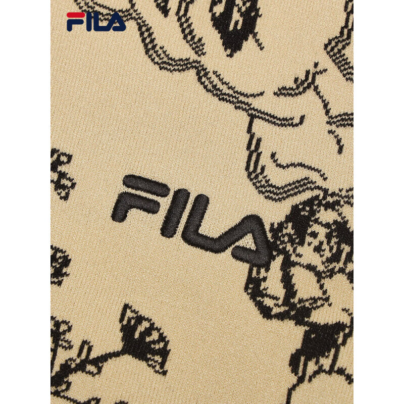 斐乐（FILA）官方女针织长袖外套2025春新时尚舒适拼色棒球服卡其XL