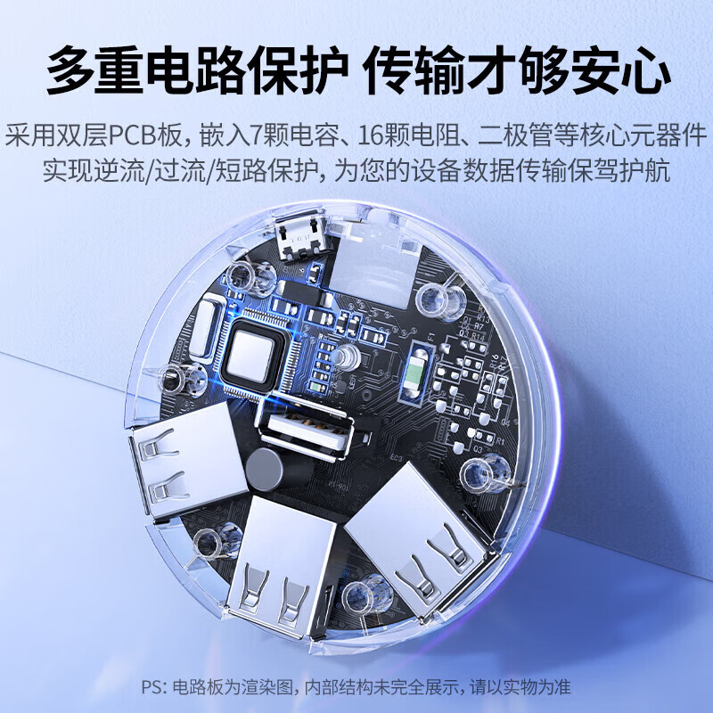 绿联（UGREEN）多功能4口HUB集线器Type-c扩展坞转接头 USB分线器一拖四多接口转换器 CR106 30254