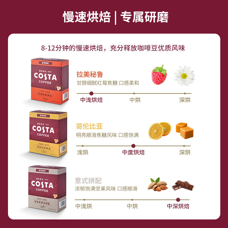 COSTA 咖世家挂耳咖啡 手冲滴滤咖啡美式黑咖啡 哥伦比亚10gx5片装