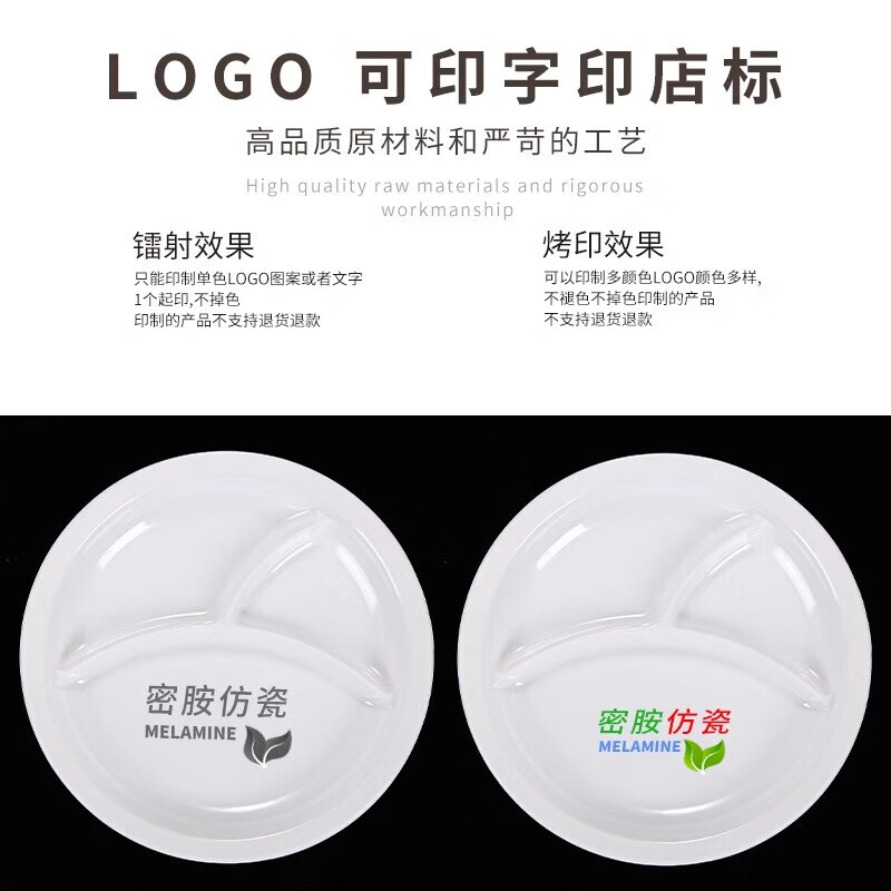 汝晗密胺分格餐盘食品级食堂专用快餐盘餐具 新款斜条三格盘【白色】