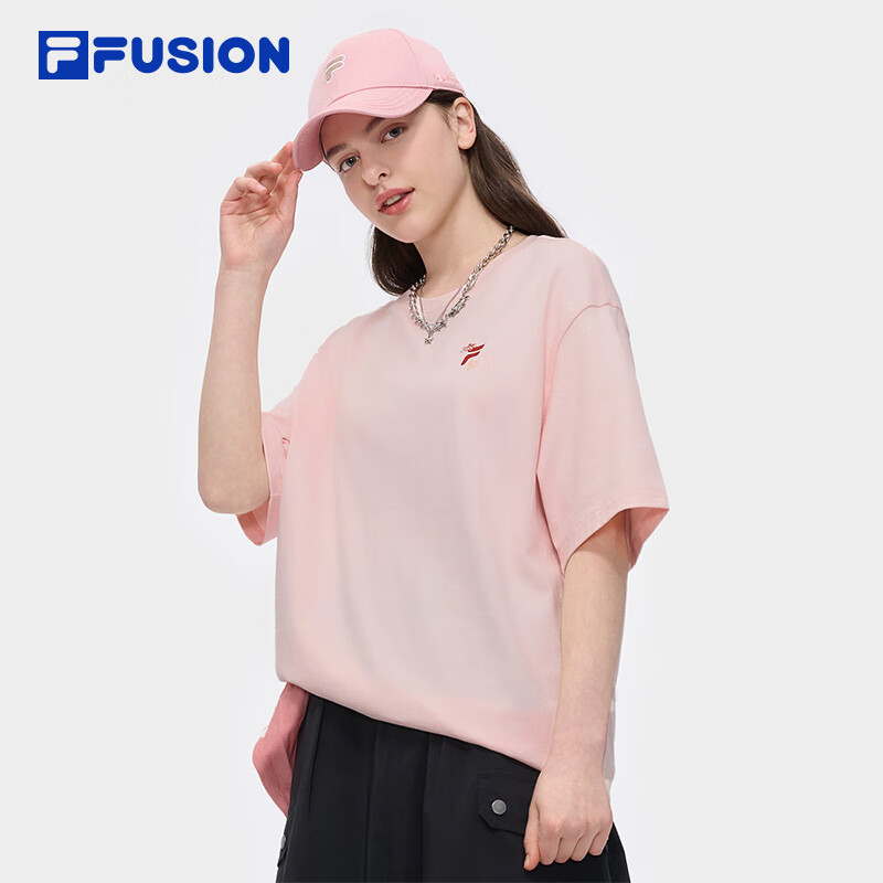 FILA FUSION章昊同款斐乐官方情侣针织短袖衫透气T恤2025夏男女凉感休闲上衣