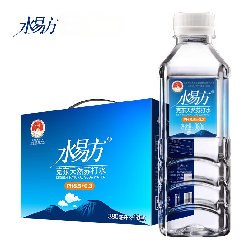 水易方（SYF）克东天然苏打水380ml*12瓶 无汽弱碱性饮用水苏打水
