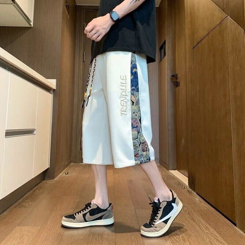 佐菲利美式短裤男夏季薄款2025新款潮牌设计感宽松大码运动休闲七分裤子
