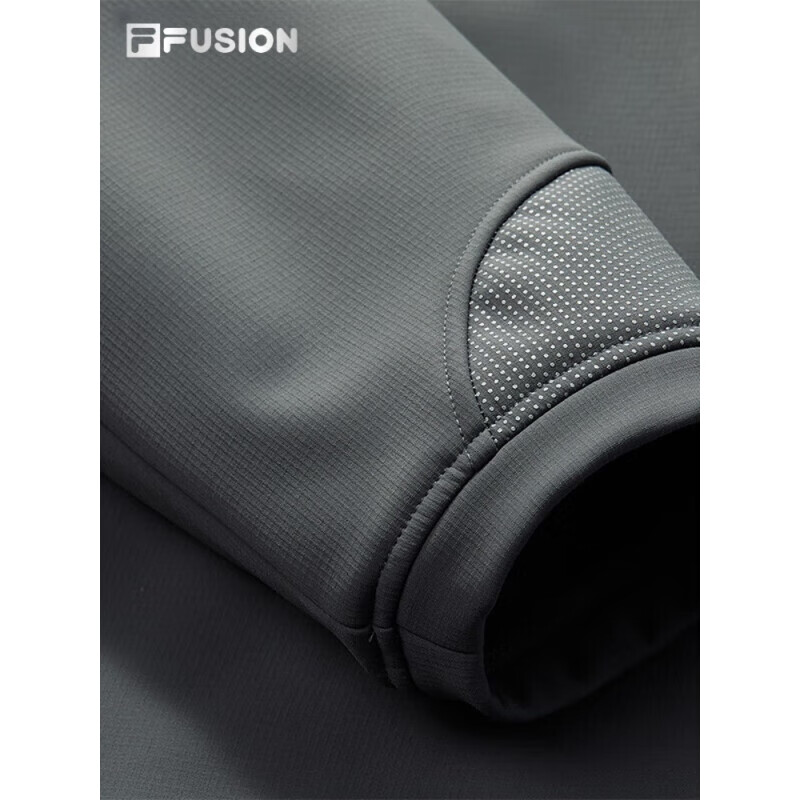 斐乐（FILA）FUSION斐乐潮牌梭织外套男2025春新时尚加绒拼接连帽默魅灰L