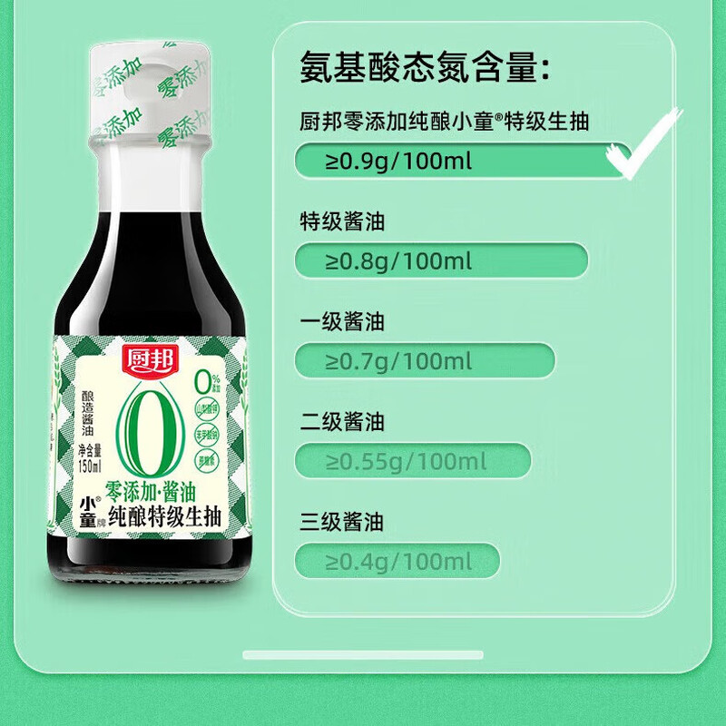 厨邦小童酱油150ml*2瓶特级零添加