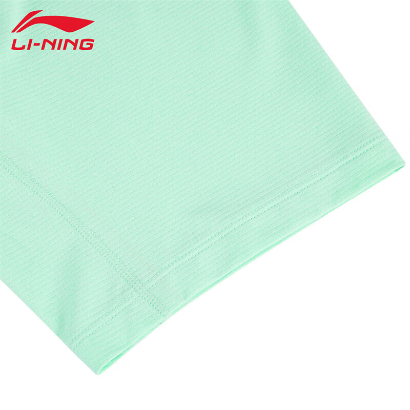 LI-NING舒适透气女款短袖T恤 速干运动上衣 ATSV436 天缥绿 3XL