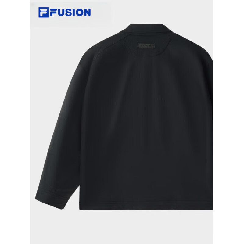 斐乐（FILA）FUSION斐乐潮牌梭织外套男2025春新时尚休闲宽松翻领正黑色S