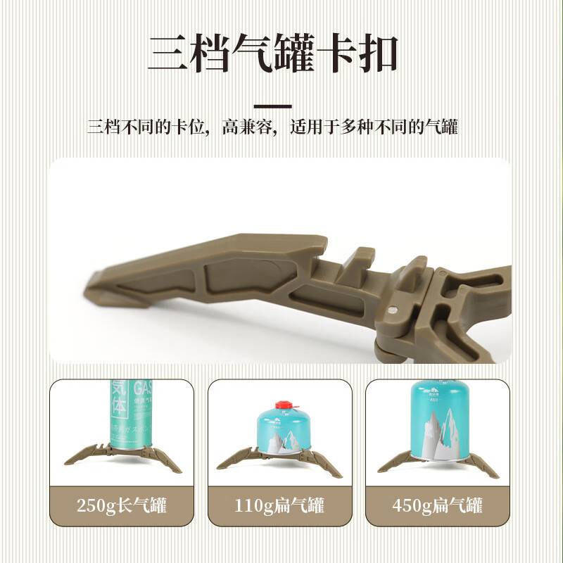 OEINGOEING 折叠气罐支架便携扁气罐固定架通用三脚露营配件 磨砂黑*5