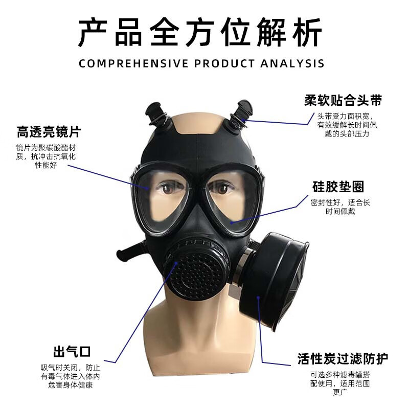 防毒冠军FNJ05型防毒面具多功能过滤式工业化工训练全面罩【君品四件套】