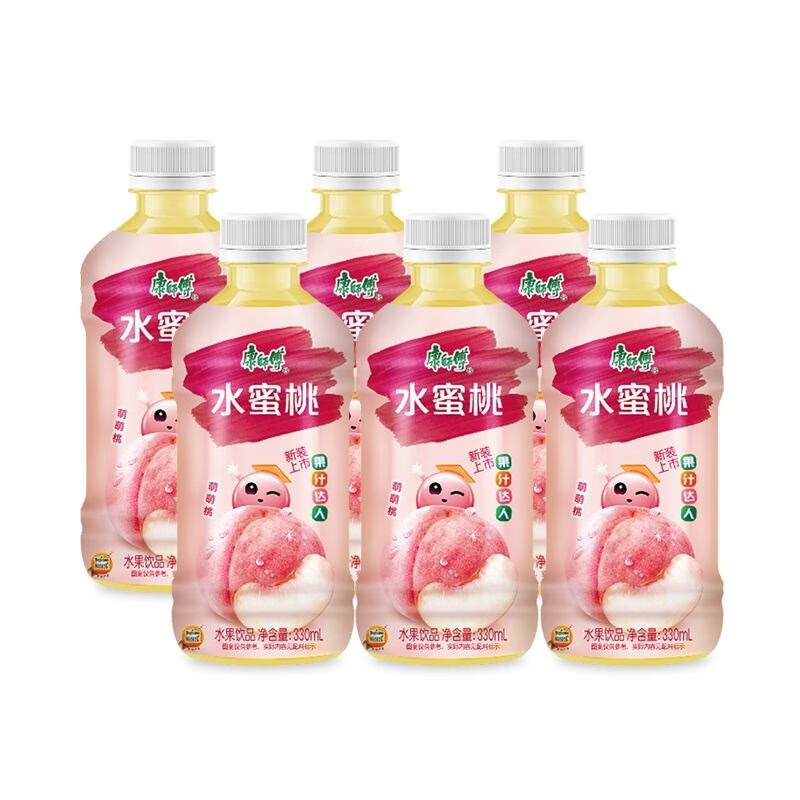 康师傅 口感极佳 休闲饮品 团购集采 迷你装水蜜桃330ml*24瓶