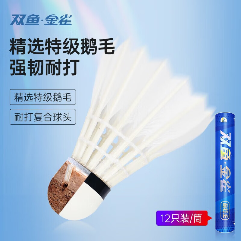 双鱼（DOUBLE FISH）羽毛球耐打球馆专业训练不易打烂硬球头 【专业款】鹅毛12只装