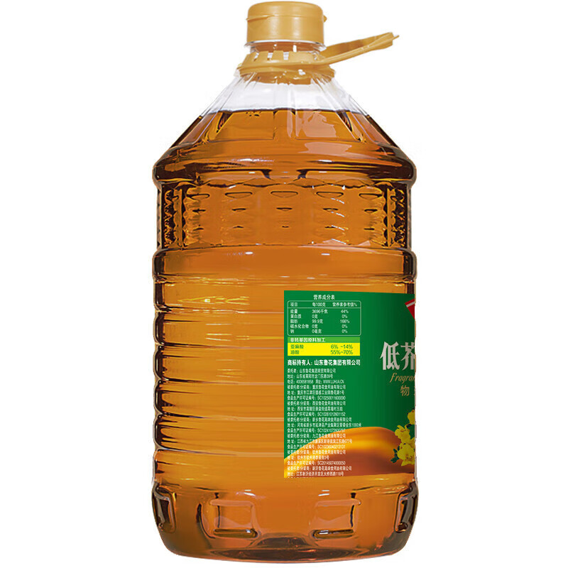 鲁花 菜籽油 低芥酸浓香菜籽油 5.7L 家庭炒菜烹饪食用油