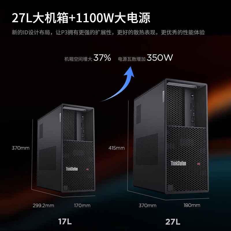 联想（Lenovo）ThinkStation P3图形工作站台式机 DeepSeek部署设计i9-13900K/16G/512G+2T/RTX4070TI-12G定制