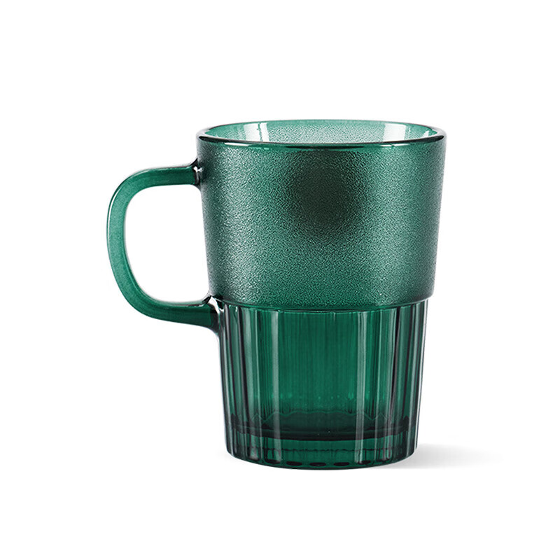 星巴克Starbucks 墨绿色女神铭牌玻璃马克杯咖啡杯办公室桌面杯400ml