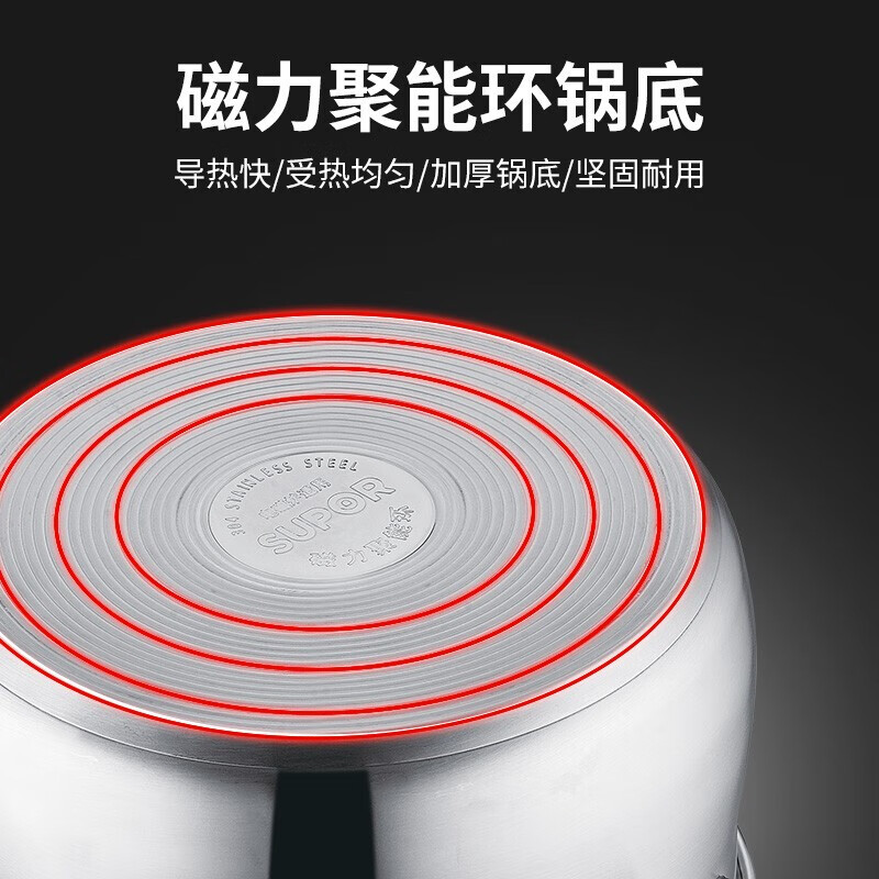 苏泊尔（SUPOR）汤锅小红圈304不锈钢汤锅20cm复底加厚炖锅电磁炉通用ST20Z1