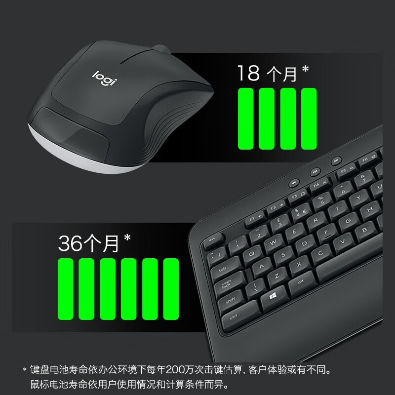 罗技（Logitech）无线键鼠套装 电脑办公无线键盘鼠标套装办公键鼠笔记本台式通用 MK540 黑色