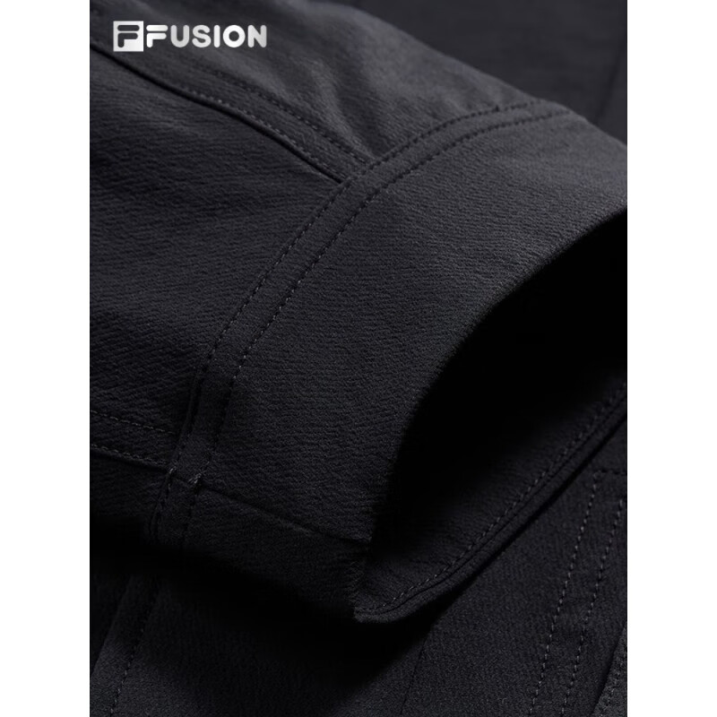 斐乐（FILA）FUSION斐乐潮牌梭织外套男2025春新时尚休闲宽松翻领正黑色S