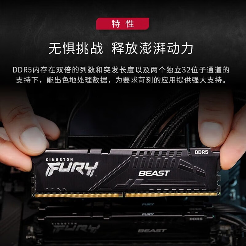 金士顿（Kingston）DDR5台式机内存条 FURY野兽Beast 支持AMD EXPO超频 6000频 32G EXPO超频
