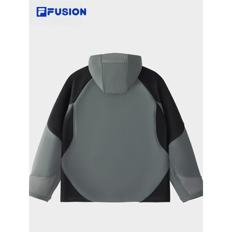 斐乐（FILA）FUSION斐乐潮牌梭织外套男2025春新时尚加绒拼接连帽默魅灰L