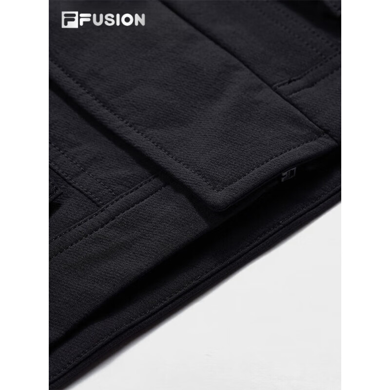 斐乐（FILA）FUSION斐乐潮牌梭织外套男2025春新时尚休闲宽松翻领正黑色S