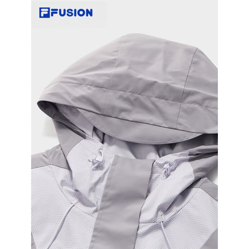 斐乐（FILA）FUSION斐乐潮牌梭织外套女2025春新休闲宽松拼色连帽箐懵紫XL