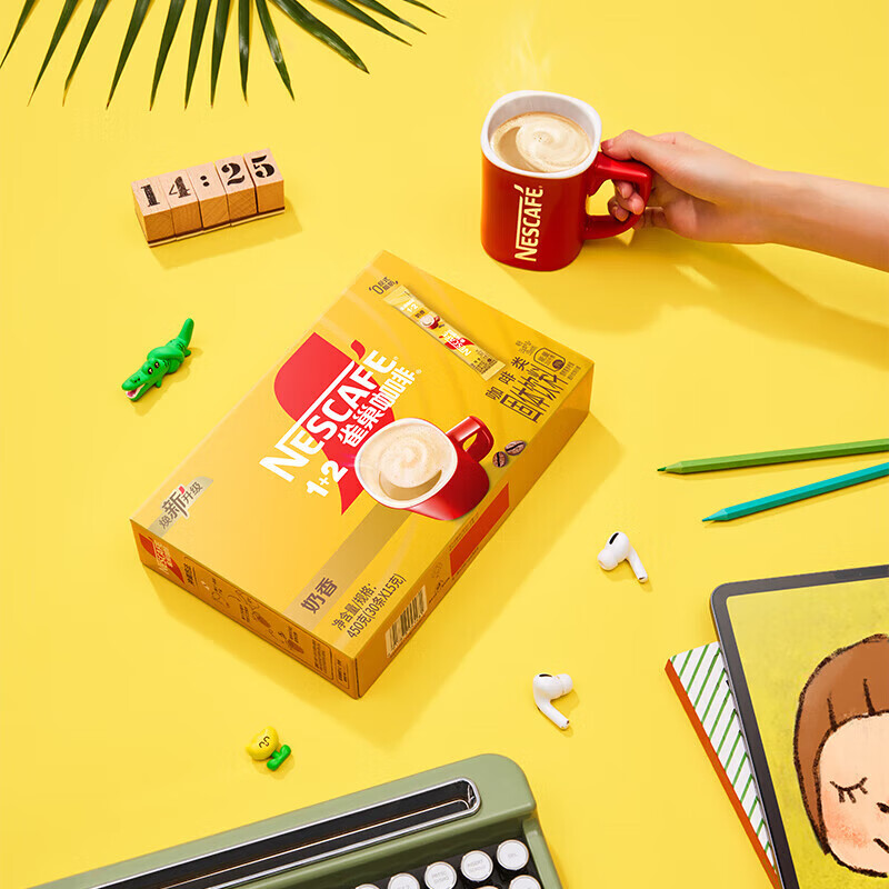 雀巢咖啡咖啡1+2 奶香味速溶三合一冲调饮品咖啡粉450g*4盒（一盒30条）