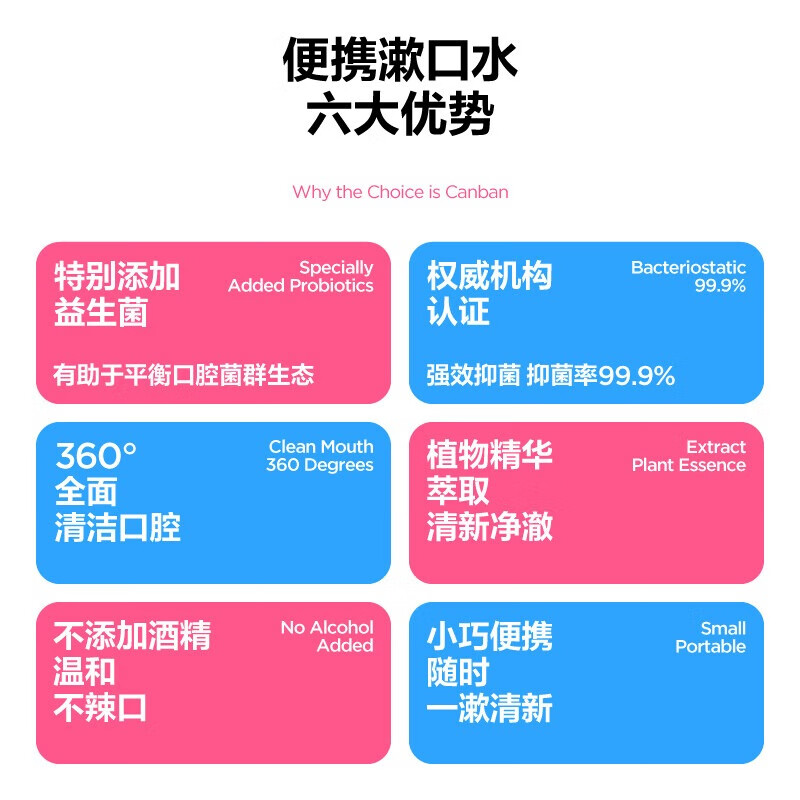 参半 清新口气 团购集采 99％抑菌 益生菌漱口水 (12ml*3条)*1盒