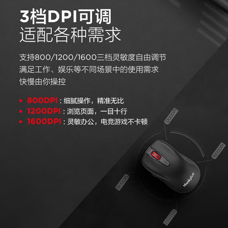 联想 Thinkplus 无线鼠标 笔记本电脑办公鼠标 无线鼠标 WL200 Pro