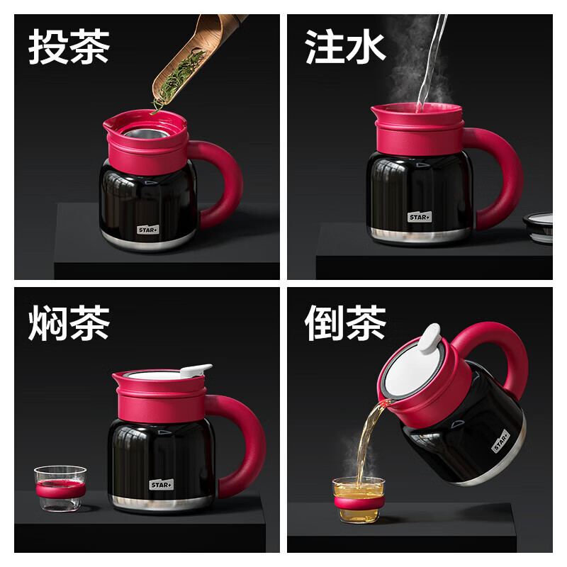 世大家中古风泡茶壶 820ml 洛特蔷薇（粉）