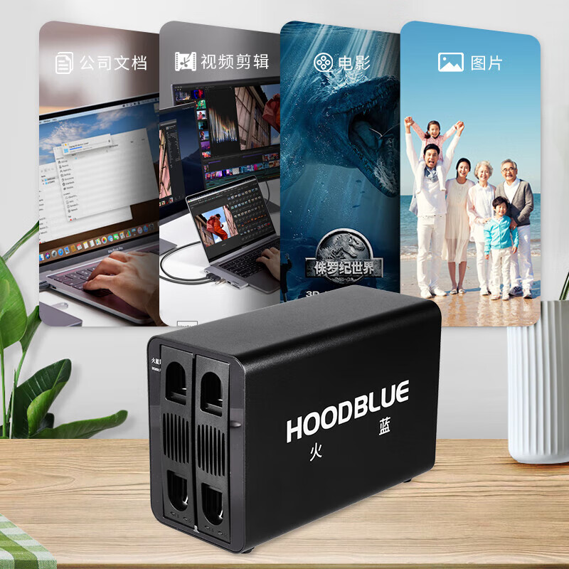 火蓝移动硬盘双盘位RAID硬盘盒USB3.1硬盘阵列存储器10Gbps高速传输48TB DS2031-48TB
