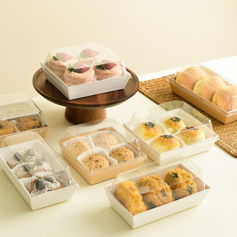 畅宝森厨具 西点烘焙蛋糕一次性纸塑打包盒 白卡长盒-小号*100套/件