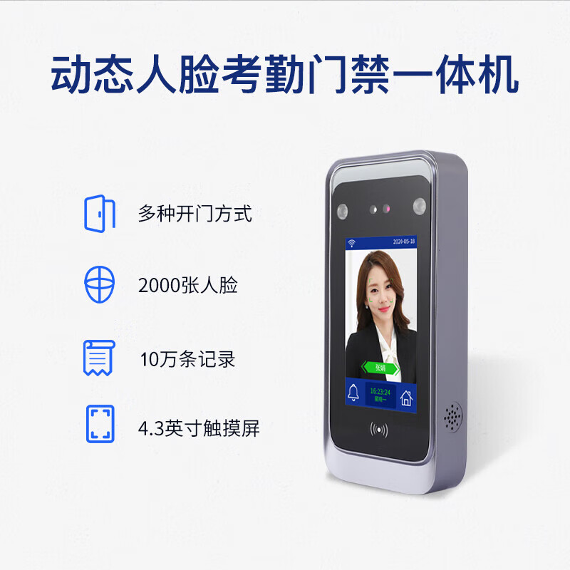 真地（Realand）双门磁力锁磁吸锁带人脸门禁机230kg12V电磁锁套装含出门开关电源门禁卡整套 F207T03