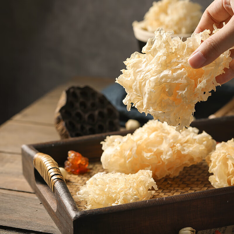 燕之坊有机雪花银耳80g*4袋糯耳白木耳莲子羹干货材料出胶快无熏硫