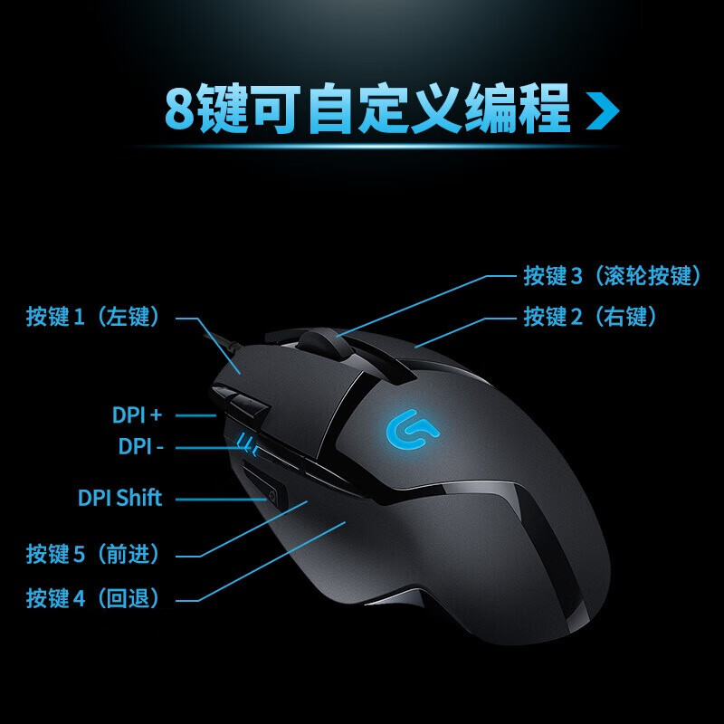 罗技（Logitech）游戏鼠标有线鼠标电竞机械宏编程鼠标CSGO吃鸡电脑竞技大手鼠标 WF13B G402