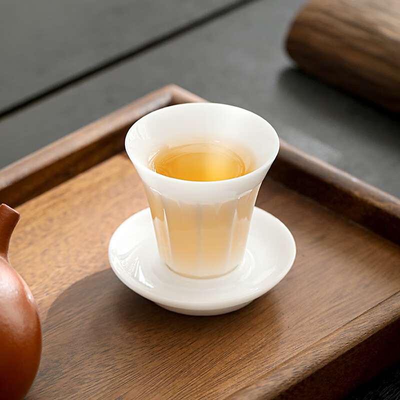 水墨当清玉瓷茶杯喝岩茶闻香杯品茗杯主人杯茶杯 圆足闻香杯（高透冰种）