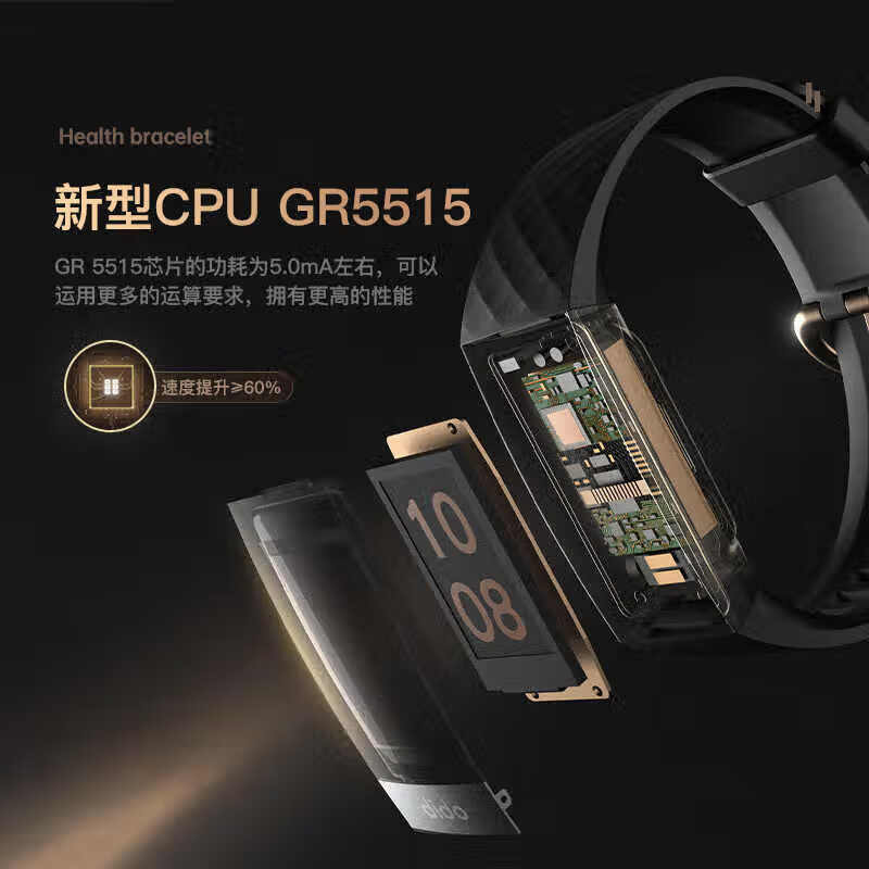 dido R66s 无创血糖血氧心率血压手环24H守护血压血糖趋势评估心率血氧测量监测智能手环 标配版紫灰色