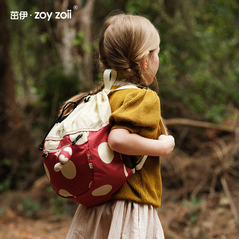 茁伊（zoy zoii）儿童抽绳包户外出行束口袋背包防泼水双肩包轻便出游背包 小蘑菇