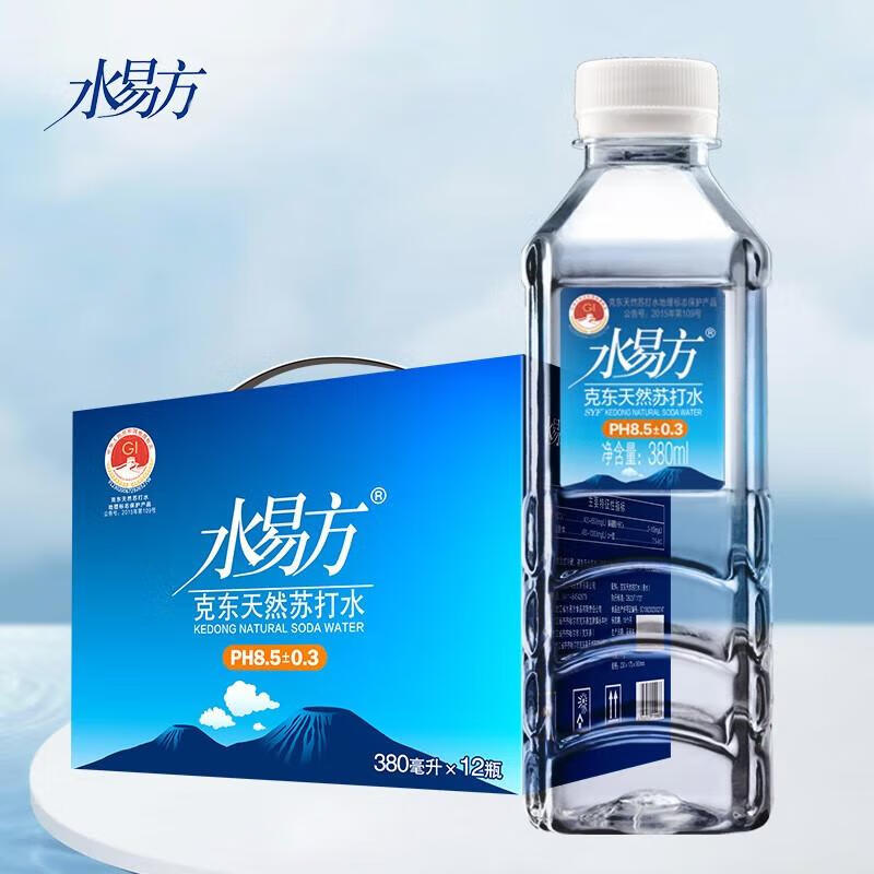 水易方（SYF）克东天然苏打水380ml*12瓶 无汽弱碱性饮用水苏打水