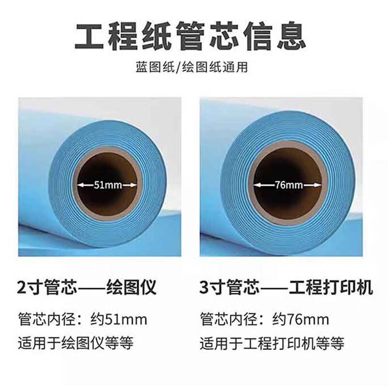 君倪（Junny）80g工程蓝图纸A0 0.88*50米/卷两寸管芯卷筒工程建筑专业绘图纸CAD设计制图纸