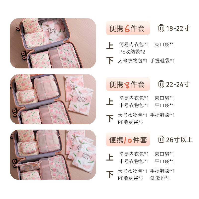 有时光旅行衣物收纳袋行李包分装袋便携整理包大号 收纳套装 八件套