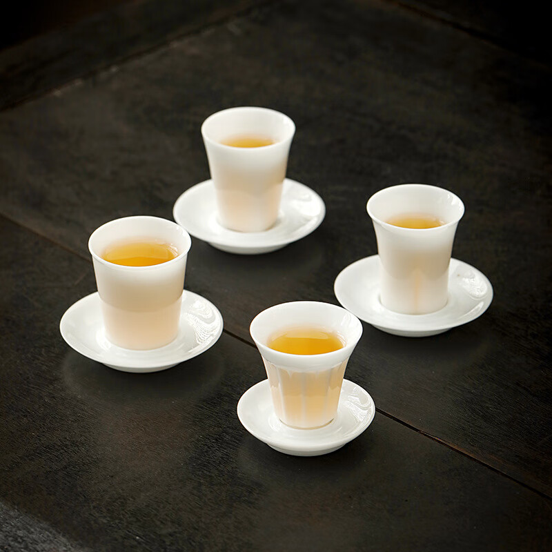 水墨当清玉瓷茶杯喝岩茶闻香杯品茗杯主人杯茶杯 圆足闻香杯（高透冰种）