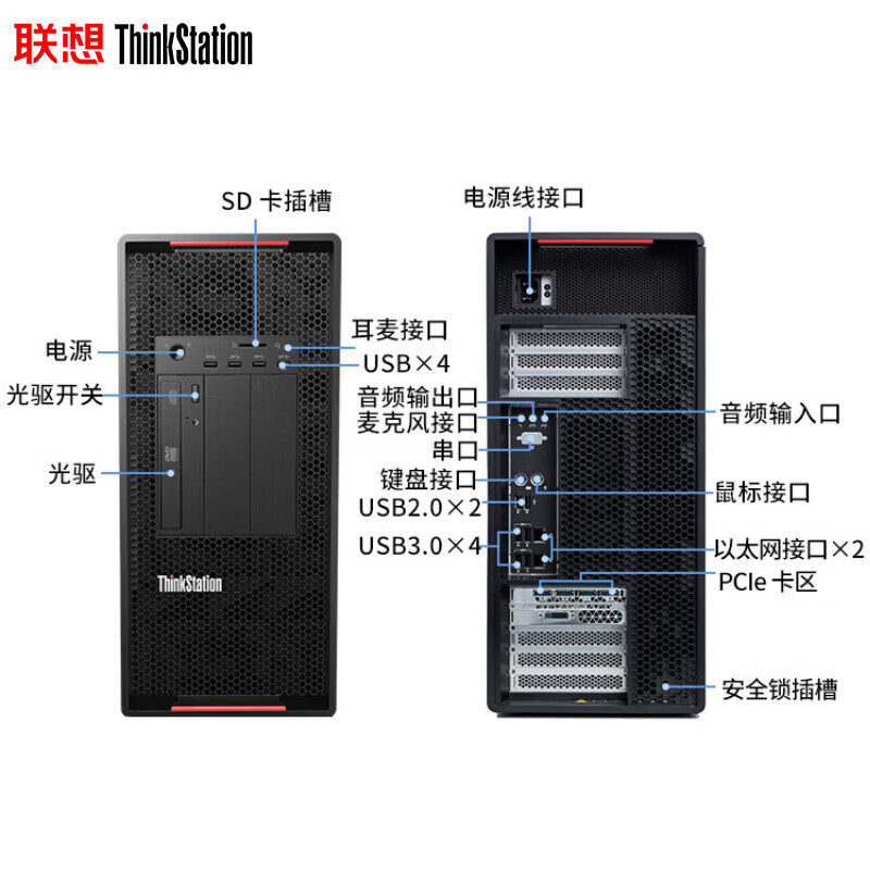 联想Thinkstation【P920工作站】2*8280/512G内存/3*4T SSD+2*16T机械/3*RTX5880ada-48G独显